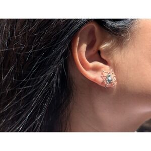 Navajo Spider Stud‎ Earrings Sterling Silver Native American Jewelry**